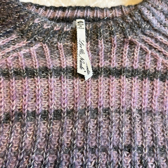 Leo & Nicole long sleeve cotton sweater - purple and gray size M - Picture 2 of 4